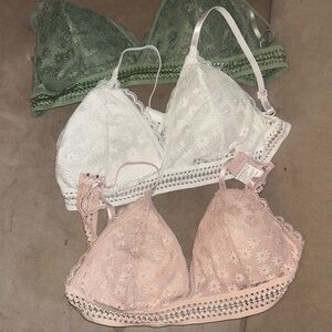Lace Bralette Set - White, Pink, Green 10Y Like New